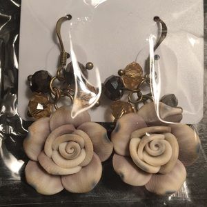 Rose & Bead Earrings - Vintage